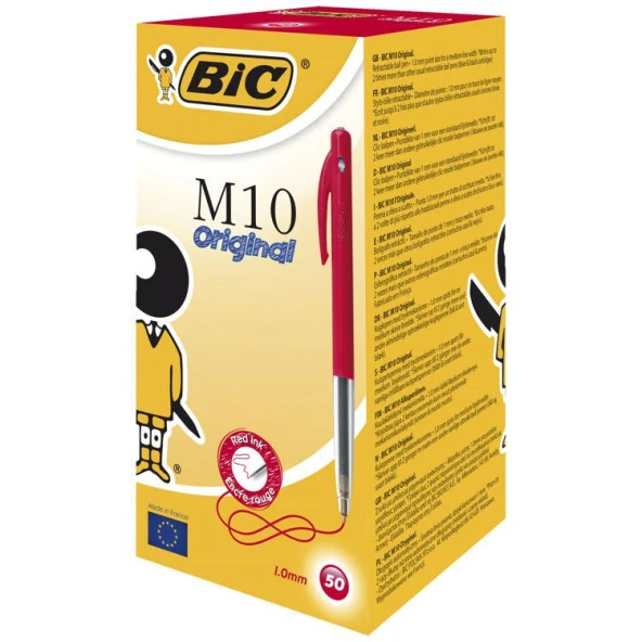 Bic M10 Basmalı Tükenmez Kalem Kırmızı 50li Kutu ürün görseli