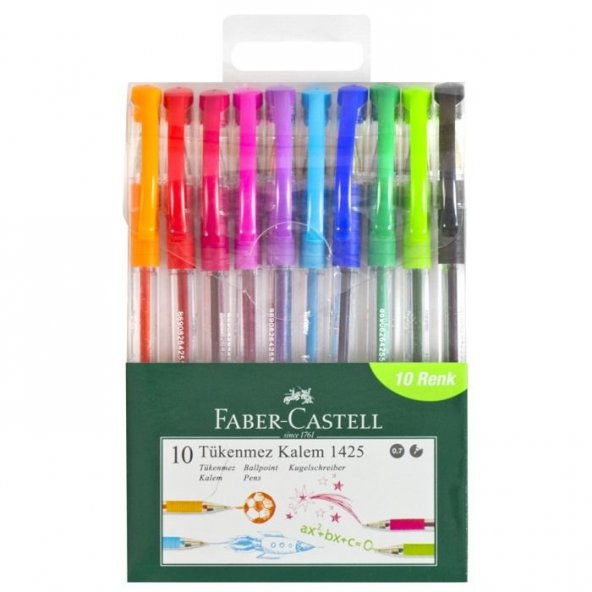 Faber Castell 1425 İğne Uçlu Tükenmez Kalem 10 Renk Set