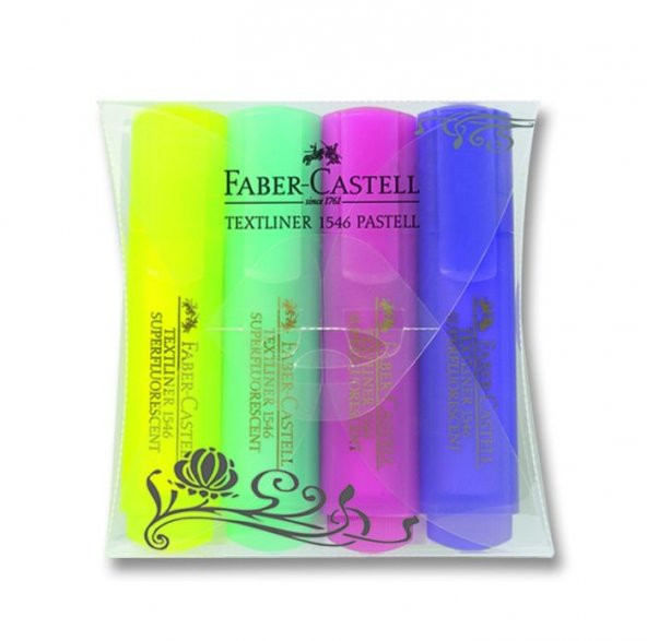 Faber Castell Textliner 1546 Pastel Fosforlu Kalem 4LÜ SET
