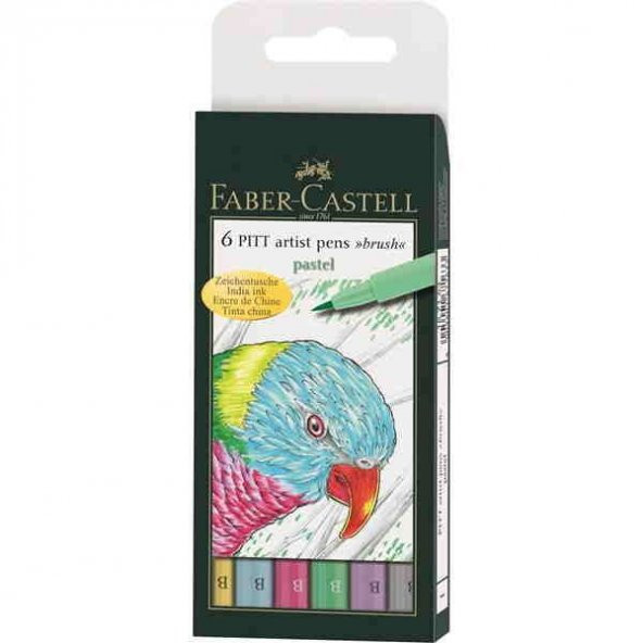 Faber Castell 6 Pitt Artist Pen Fırça Uçlu Çizim Kalemi Pastel Renkler 167163