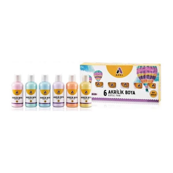 Adel Akrilik Boya Pastel Renkler 6 Renk x 60 ml