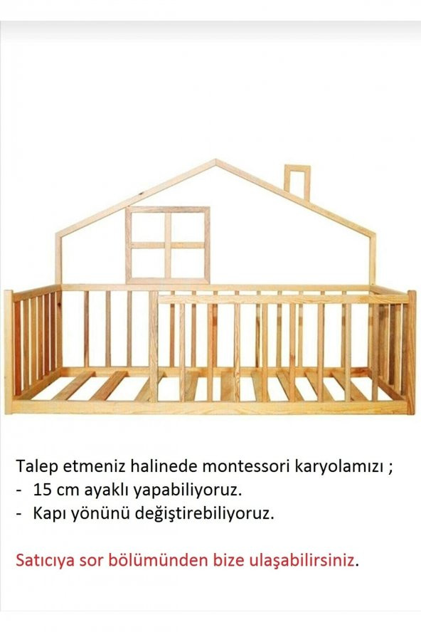 Hft Home Unisex Montessori Bebek Ve Çocuk Karyolası EVLİ 80x180cm - 4