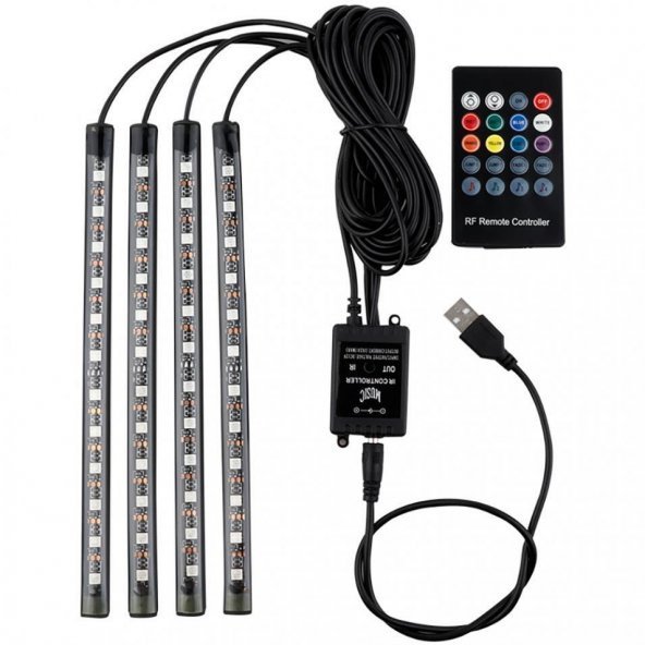 12 Led Usb Girişli Ayak Altı Ambiyans Işığı Müziğe Duyarlı Kumandalı