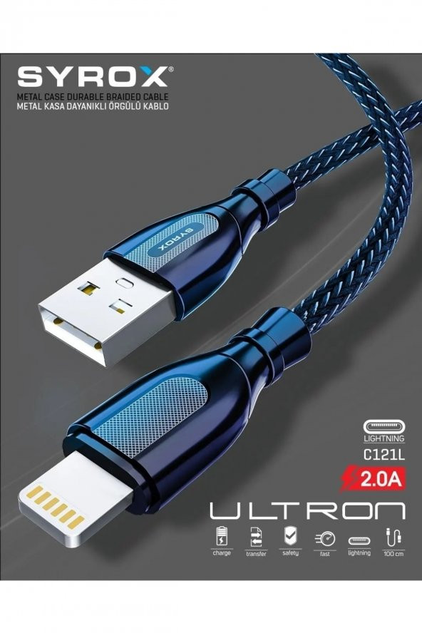 Syrox Yeni Ürün Ultron Lightning Şarj Ve Data Kablosu