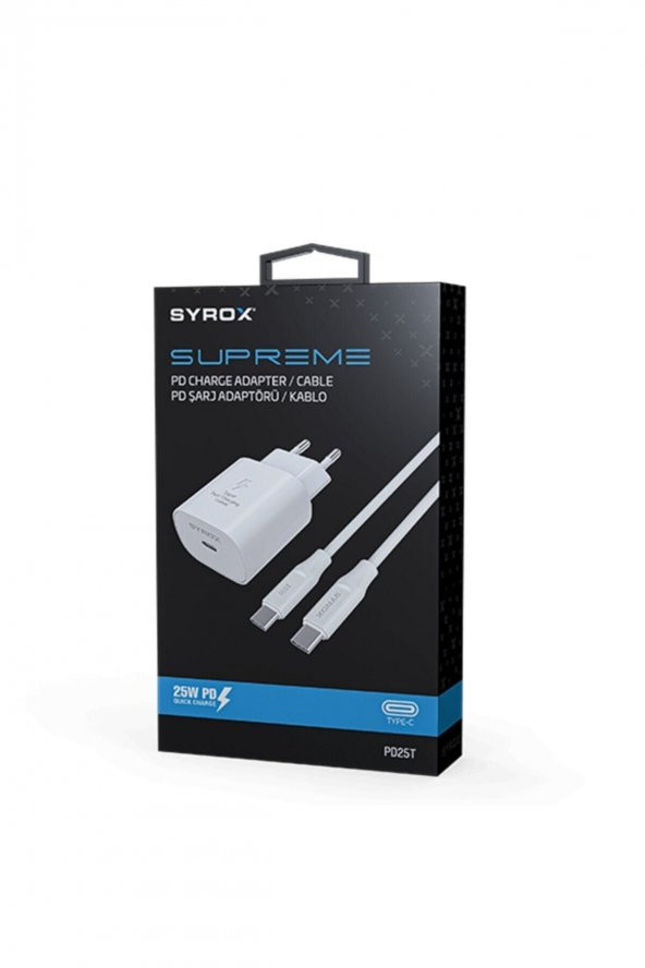 Syrox Pd25t Qc3.0 Pd 25w Type-c To Type-c Hızlı Şarj Aleti Set Be