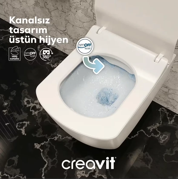 Creavit Eg321 Elegant Kanalsız Asma Klozet, Creavit Yavaş Kapanan Kapak - 2