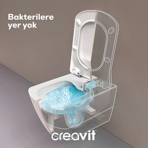 Creavit Eg321 Elegant Kanalsız Asma Klozet, Creavit Yavaş Kapanan Kapak - 8