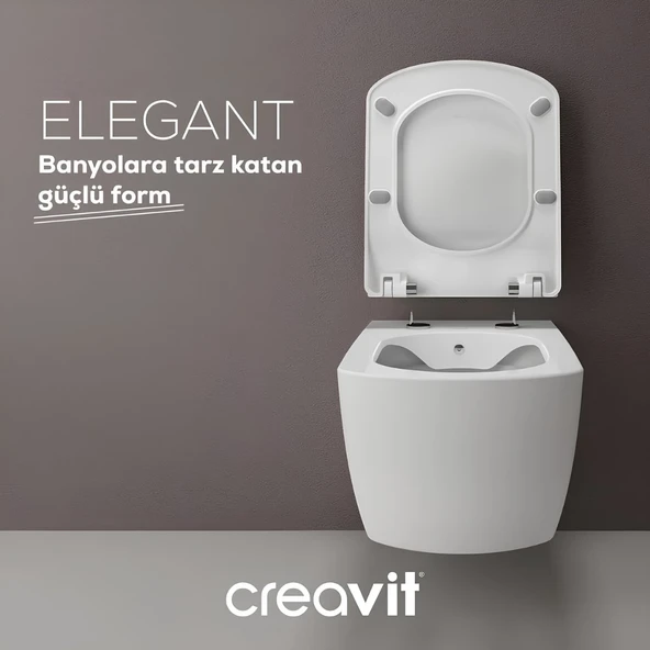 Creavit Eg321 Elegant Kanalsız Asma Klozet, Creavit Yavaş Kapanan Kapak