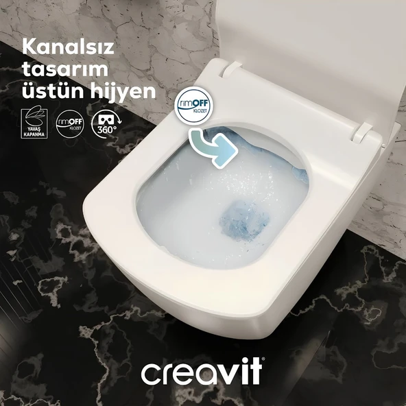 Creavit Eg321 Elegant Kanalsız Asma Klozet, Creavit Yavaş Kapanan Kapak - 5