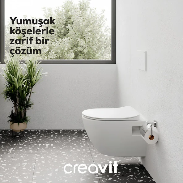 Creavit Terra Kanallı Beyaz Asma Klozet TP325, Creavit Terra Duck Yavaş Kapak - 1