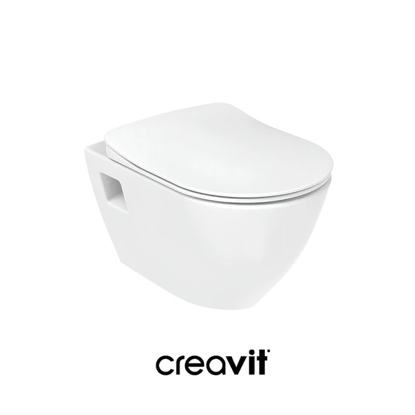 Creavit Terra Kanallı Beyaz Asma Klozet TP325, Creavit Terra Duck Yavaş Kapak - 3