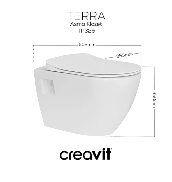 Creavit TP325 Terra Asma Kanallı Klozet,Creavit Yavaş Kapak - 4