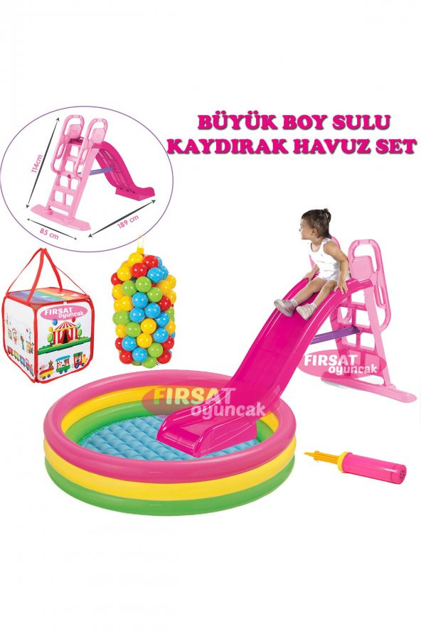 Kaydırak Büyük Boy Kaydırak Havuz Set saklama kutulu