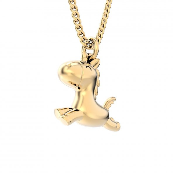 Chocli 18 Ayar Altın Kaplama Uçan Unicorn Kolye