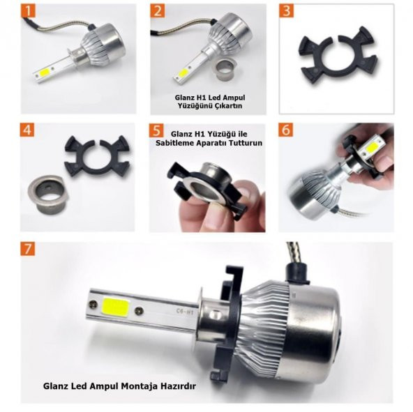 Glanz Toyota Avensis T25 H1 Uzun Led Xenon Far Montaj Aparatı - 2
