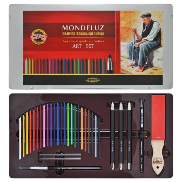 Koh-i Noor Mondeluz Aquarell Art Set 32 Parça Sulandırılabilir Resim Seti Metal Kutu