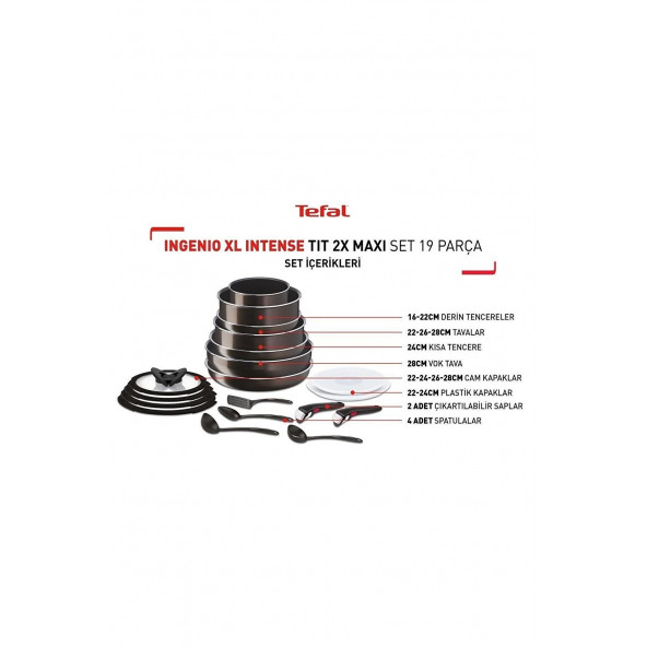 Tefal Ingenio Xl Intense Titanyum 2x Maxi Set 19 Parça