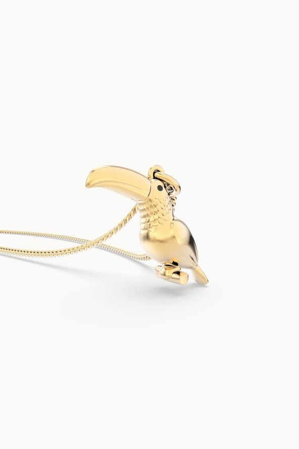 Chocli 18 Ayar Altın Kaplama Tukan Kolye - 4