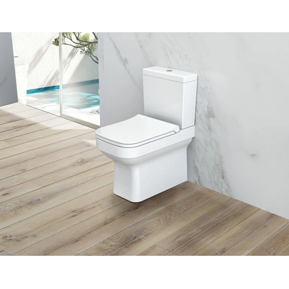 Turkuaz Seramik Noura Alttan çıkışlı Klozet Set Damla Iç Takım + Yavaş Kapanır Pp Kapak - Beyaz ürün görseli