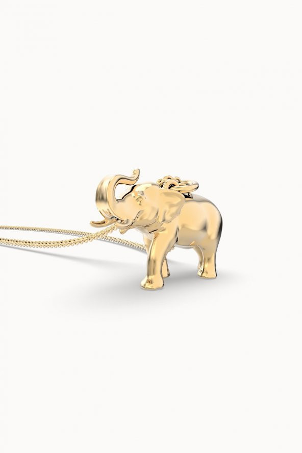 Chocli 18 Ayar Altın Kaplama Fil Kolye - 5