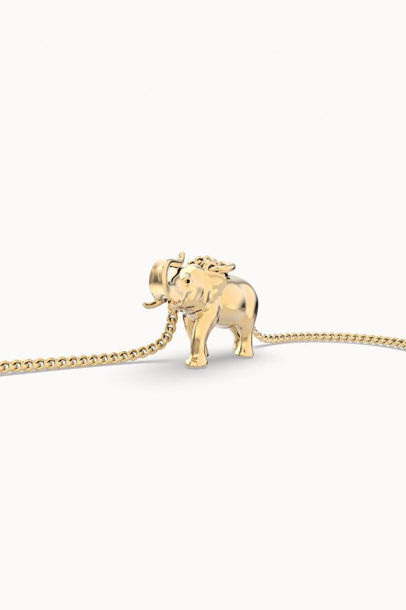 Chocli 18 Ayar Altın Kaplama Fil Kolye - 6