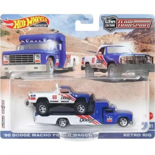 Hot Wheels Premium HKF38 Team Transport 80 Dodge Macho Power Wagon / Retro Rig (#51)