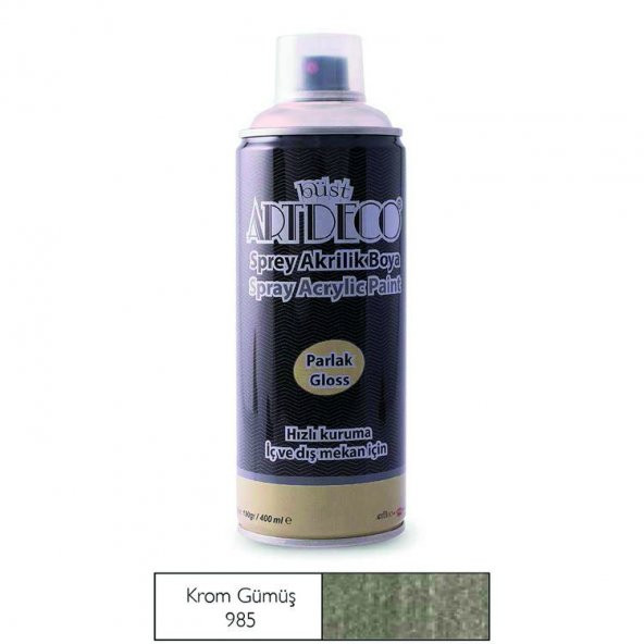 Artdeco Akrilik Sprey Boya 400 ml. KROM GÜMÜŞ
