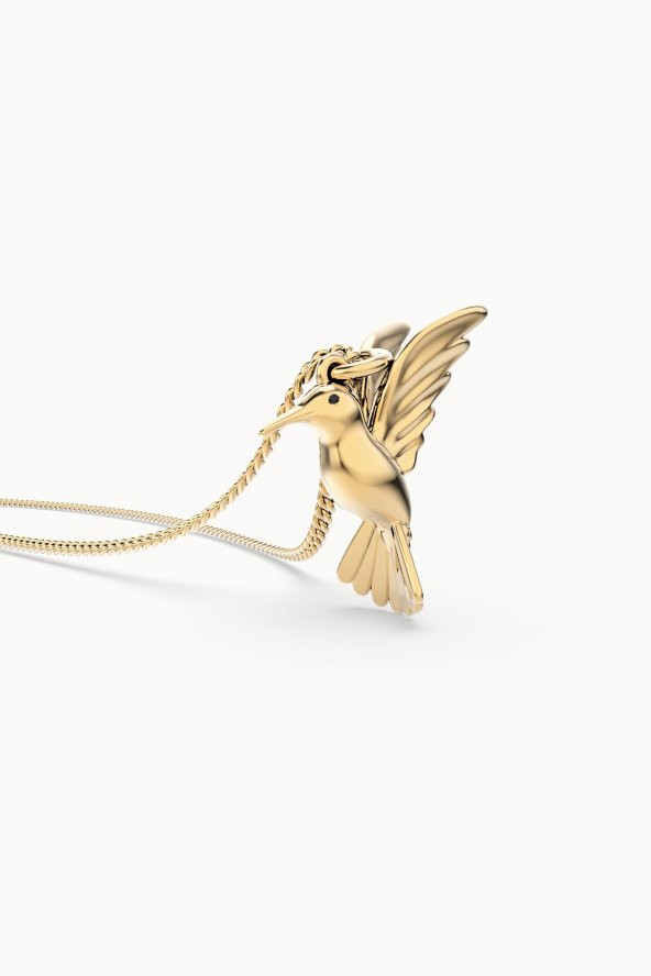 Chocli 18 Ayar Altın Kaplama  Humming Bird Kolye - 4