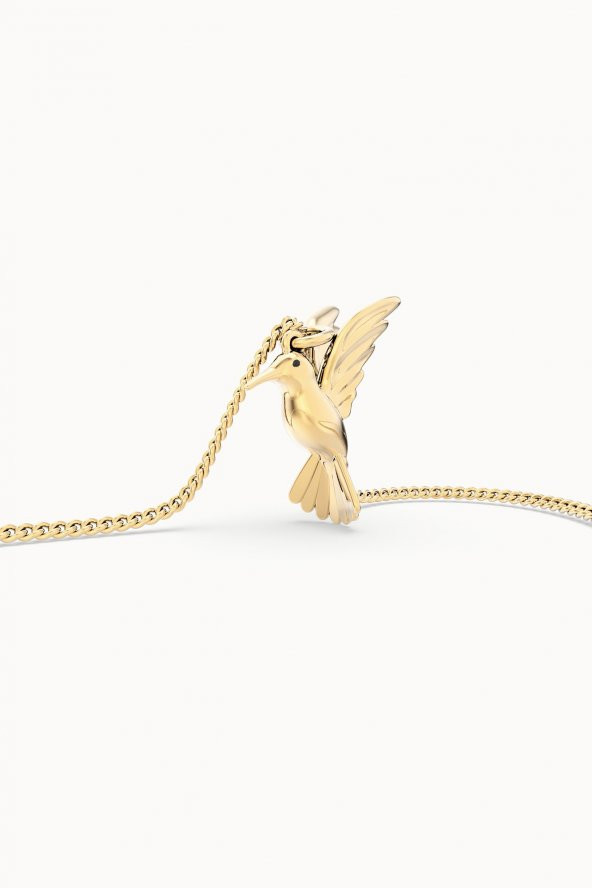 Chocli 18 Ayar Altın Kaplama  Humming Bird Kolye - 5