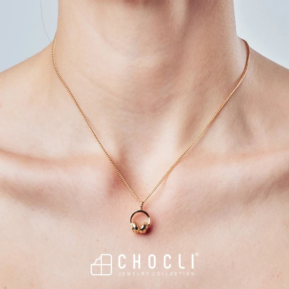 Chocli 18 Ayar Altın Kaplama Kulaklık Kolye - 8