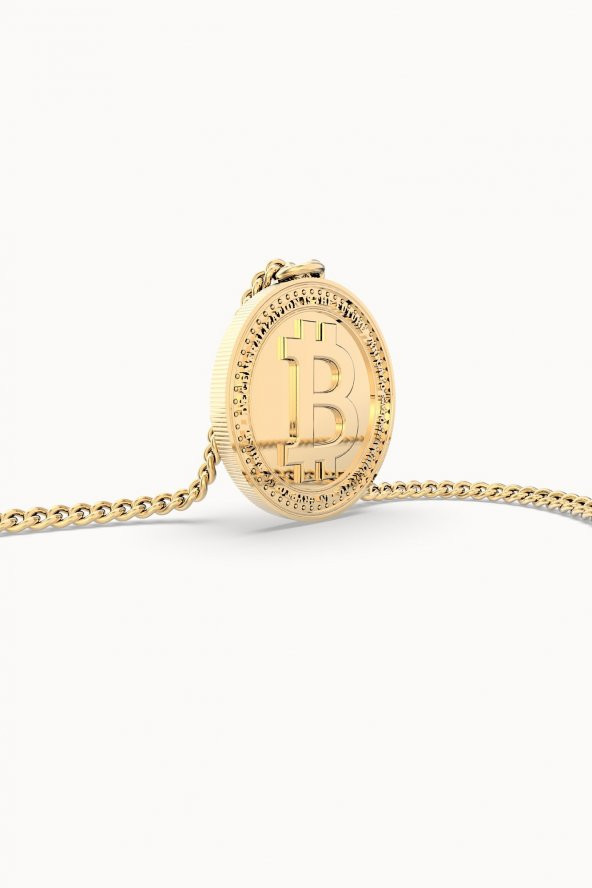 Chocli 18 Ayar Altın Kaplama Bitcoin Ayarlanabilir Kolye - 5