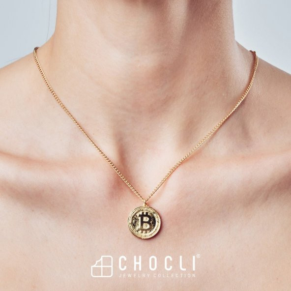 Chocli 18 Ayar Altın Kaplama Bitcoin Ayarlanabilir Kolye - 8