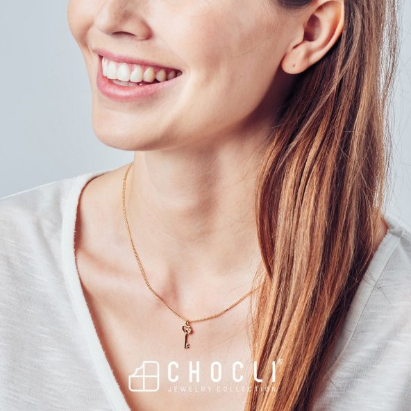 Chocli 18 Ayar Altın Kaplama Love Key Kolye - 8