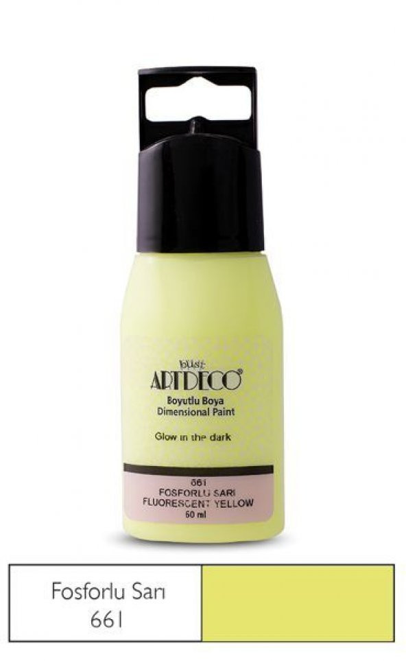 Artdeco Karanlıkta Parlayan (Glow in the Dark) Boyutlu Boya 60 ml. FOSFORLU SARI