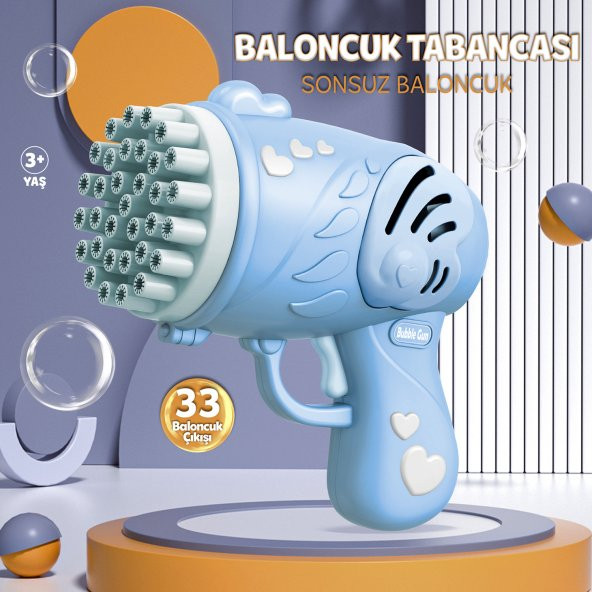 33 Kanal Işıklı Pilli Baloncuk Makinesi Köpük Tabancası Bubble Gun Machine - 5
