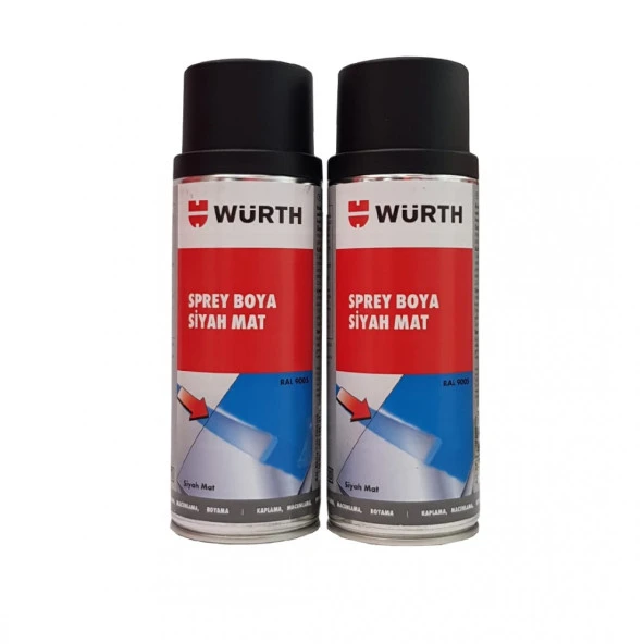 Würth Sprey Boya RAL9005 Mat Siyah 400 ml 2 li Set