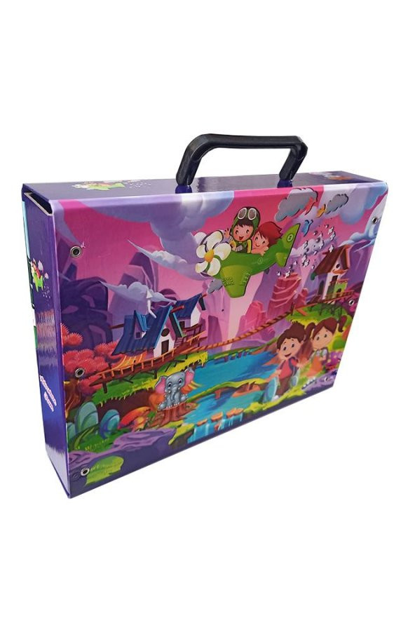 Saplı Klasör Kız Figürlü 1 Adet Kulplu Klasör 32x24x7 cm Okul Öğrenci Klasörü Saplı Çanta Saplı Dosya - 2