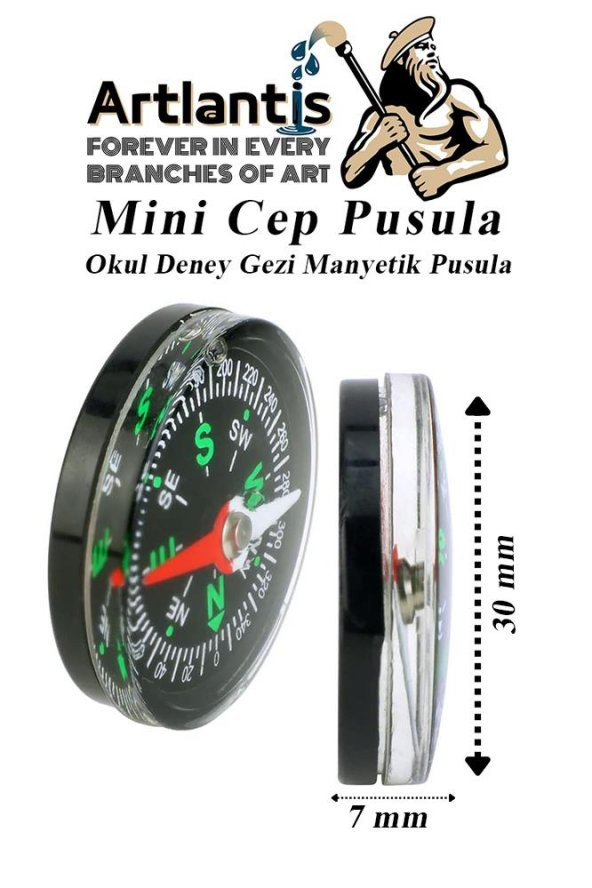 Mini Pusula 1 Adet Küçük Pusula Okul Deney Gezi Cep Pusulası Manyetik Pusula 7x30 mm Plastik Öğrenci - 2