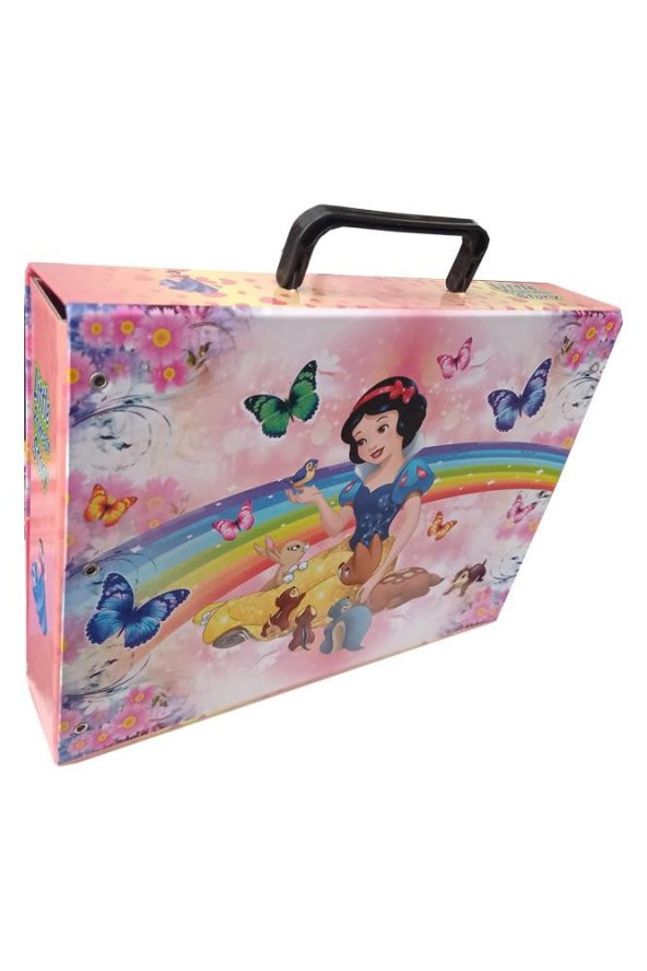 Saplı Klasör Kız Figürlü 1 Adet Kulplu Klasör 32x24x7 cm Okul Öğrenci Klasörü Saplı Çanta Saplı Dosya - 2