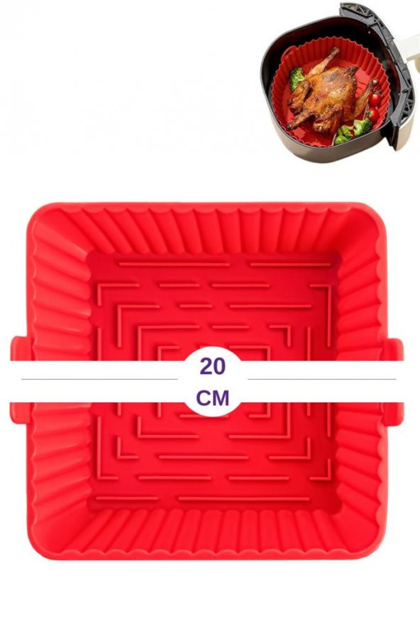 Onikiden Airfryer Silikon Kare Pişirme Kabı ve 6’lı Kek Muffin Kalıbı Set- Hava Fritözleriyle Uyumlu - 6