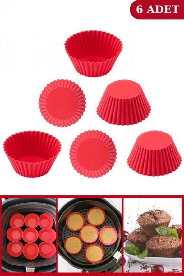 Onikiden Airfryer Silikon Kare Pişirme Kabı ve 6’lı Kek Muffin Kalıbı Set- Hava Fritözleriyle Uyumlu - 12