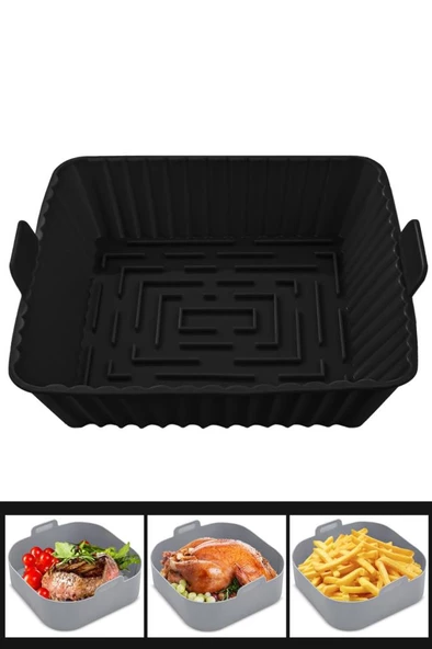 Onikiden Yanmaz Yapışmaz Airfryer Silikon Kare Pişirme Kabı SL101 - Hava Fritözlerle Uyumlu 20x20cm - 9