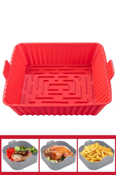 Onikiden Yanmaz Yapışmaz Airfryer Silikon Kare Pişirme Kabı SL101 - Hava Fritözlerle Uyumlu 20x20cm - 5