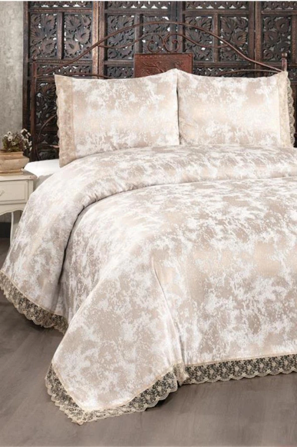 Çeyiz Diyarı Peri Çift Kişilik Yatak Örtüsü Cappucino - Resim 5