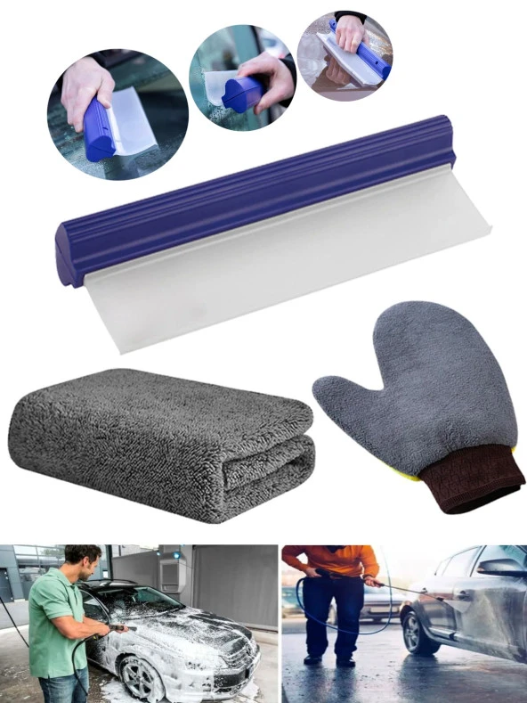 Germany Style Silikon Uçlu Cam Sileceği Çekçek Ve Püsküllü Mikrofiber Araba Yıkama Ve Detay Temizlik Eldiveni O