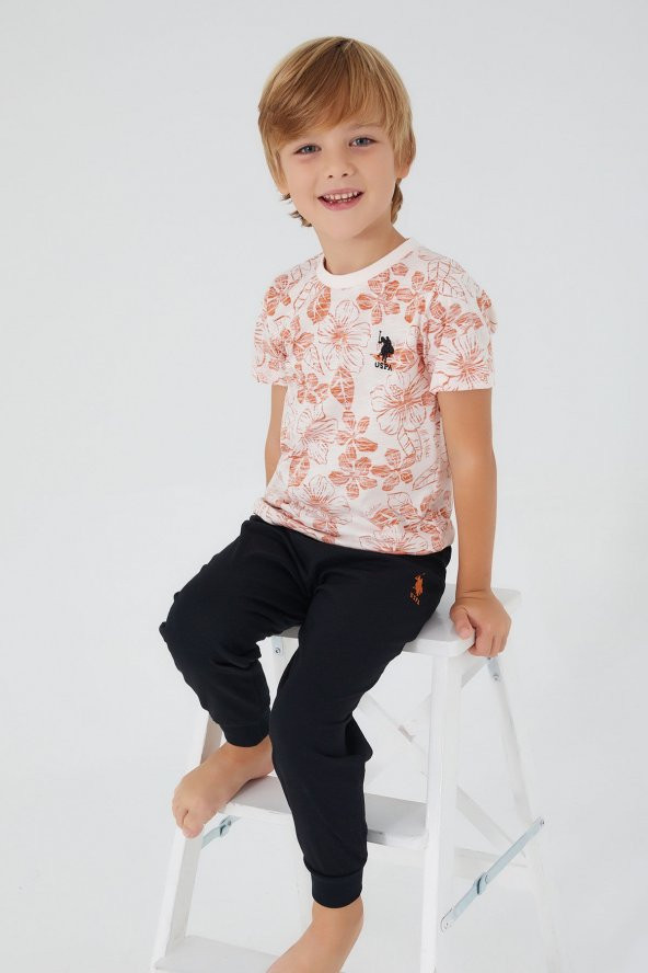 U.S. Polo Assn. 1358 Flowered Erkek Çocuk Kısa Kol Pijama Takım - 3