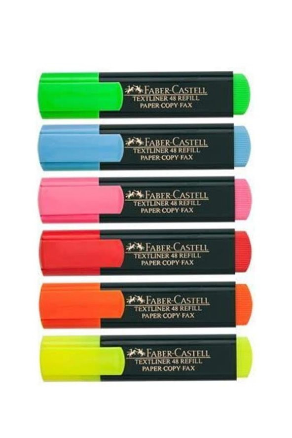 Fosforlu Kalem 6 Lı 1 Paket Textliner Canlı Renkler Kesik Uçlu İşaretleme Kalemi Sarı Turuncu Kırmızı Pembe Mavi Yeşil - 2