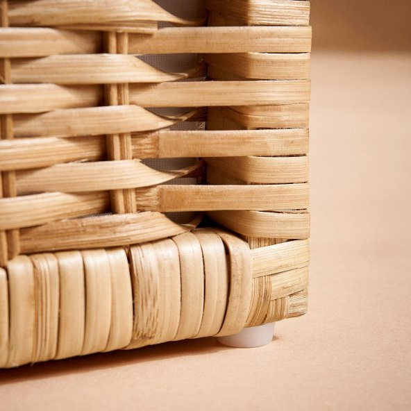 Modern Rattan Saklama Kutusu-Hurç-Sepet MeridyenDukkan 50x43x19 cm Kulplu Dekoratif Kutu - 4