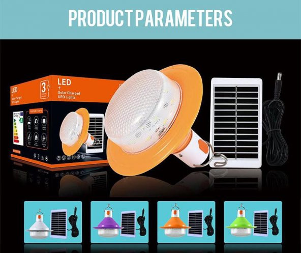 Güneş Enerjili Led Solar Şarjlı UFO Ampul Kamp Lambası Feneri 3 Modlu Dekoratif Bahçe - 2