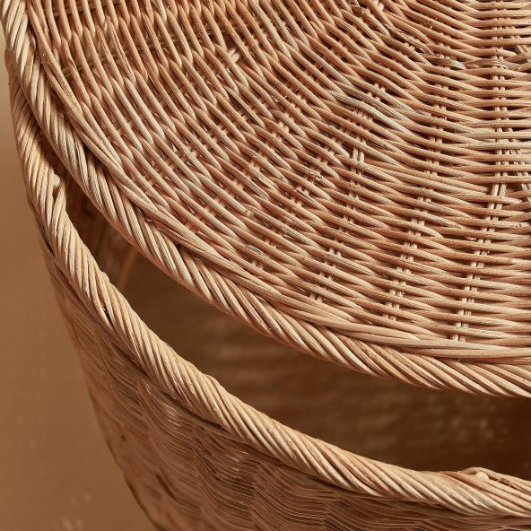 Rattan, Kapaklı Saklama Gözlü Puf MeridyenDukkan, El Yapımı Saklama Kutusu - 5